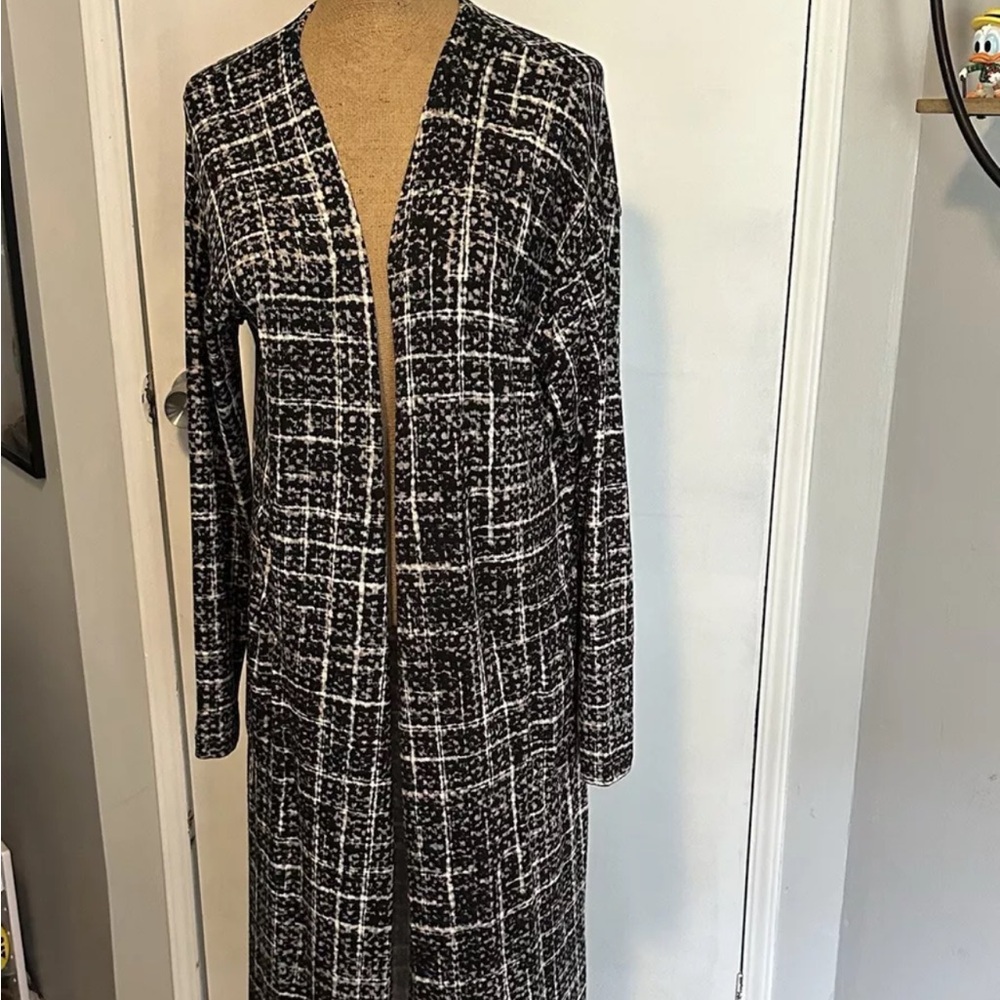 Full length plaid thin duster over shirt Lularoe size large